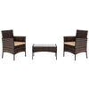 4 PCS Patio Rattan Wicker Garden Furniture Set Table Sofa w/Cushions Brown