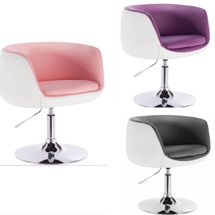 1xBar Stool bar chairs lounge chair leather+ Metall with armrests gray pink