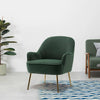 Green Velvet Armchair Wing Back Chair Tub Accent Fireside Small Sofa Metal Legs