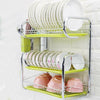 3 Tier Green Kitchen Dish Drainer Cutlery Cup Plates Holder Sink Rack Drip Tray