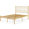 4FT6 Double Metal Bed Frame Heavy-duty Slatted Platform Bed with Headboard