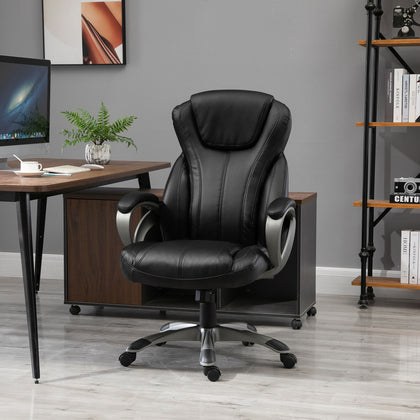 Vinsetto Office Chair Height Adjustable Rolling Swivel Chair W/ Tilt Function PU
