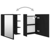 Bathroom Mirror Cabinet Black Chipboard Washroom Wall Storage Rack