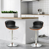 Set Of 2 PU Leather Rounded Tub Bar Stools Adjustable Height w/ Footrest Black