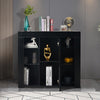 Modern High Gloss Bedside Table 6 Storage with Door Nightstand Cabinet LED Light