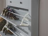 GREY TWO TIER SHOE CABINET SHELF RACK SHOE W/ DRAWER ORGANIZER HOLDER STORAGE