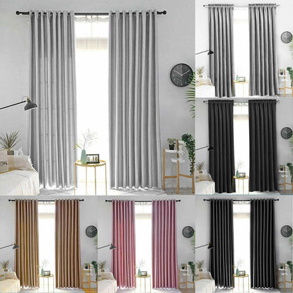 46x72 inch Blackout Velvet Curtains Eyelet Ring Top Ready Made Lined Pair