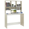 Oak Computer Desk Office Workstation Study Room Shelves Shelf Storage PC Table