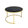 Nest of 2 Nested Table Round Coffee Table Black Marble Effect Living Room Office
