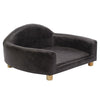 Faux Leather Pet Sofa Couch Elevated Dog Cat Lounger Bed With Wooden Legs Black