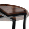 2 Tier Rustic Wood Metal Sofa Side Table Coffee Table Bedside Lamp Table Round