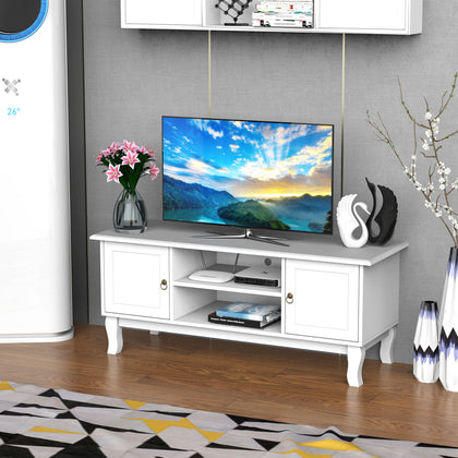 TV Stand High Gloss Unit Corner Table Storage Display Shelves With Drawer White