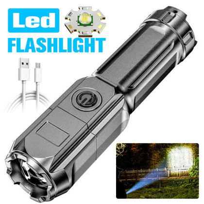 Rechargeable Focusing 3 Working Modes LED Flashlight USB Zoom Torch Waterproof