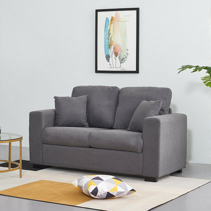 2, 3 Seater Linen Fabric Sofa Couch Settee Armchair with 2 Pillows Living Room