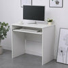 Small Computer Desk White with Sliding Keyboard Tray Space Saving Writing Table