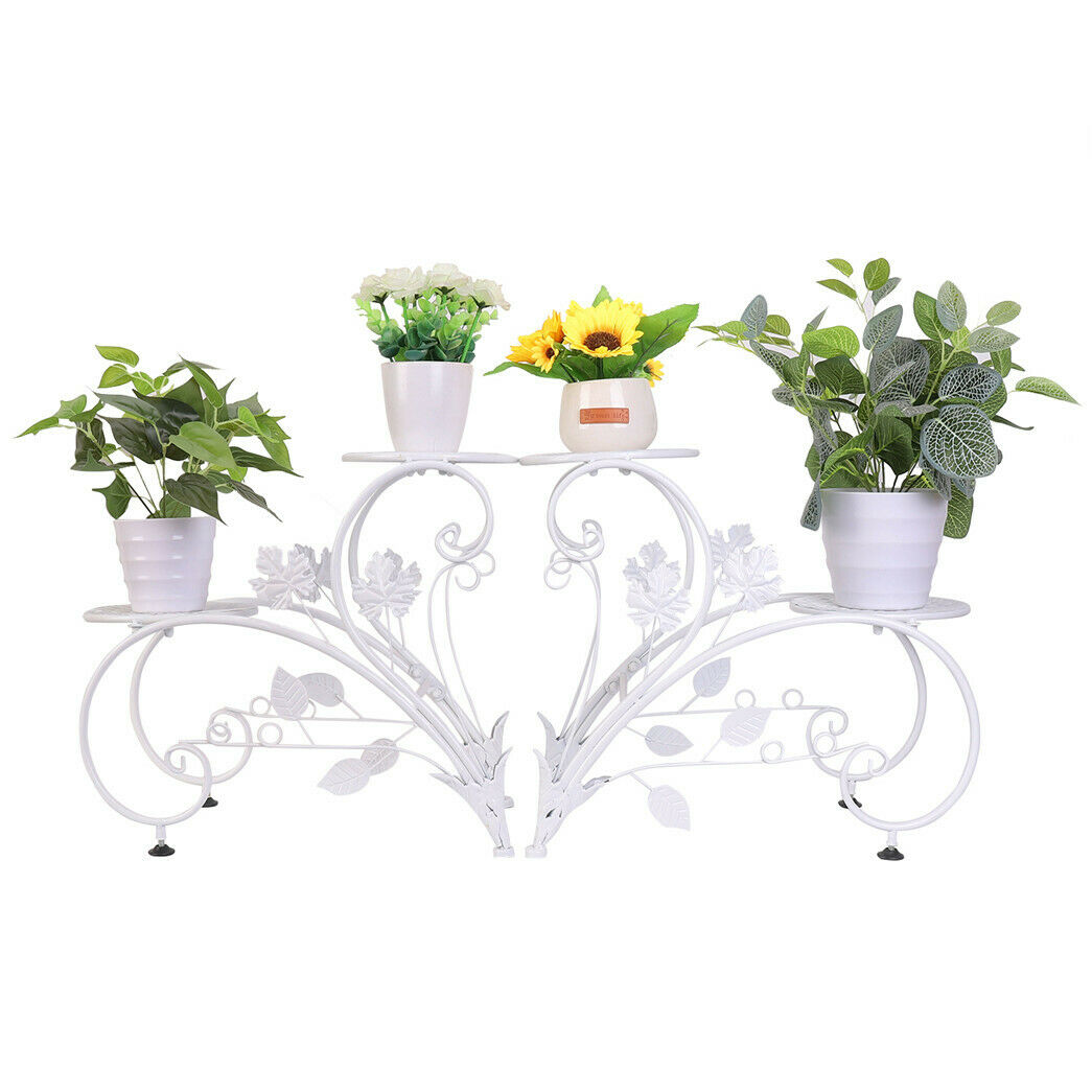 Set of 2 Flower Holder Rack Elegant Swan Shape Plant Stand Planter Support Shelf
