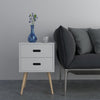 Retro 2 Drawer Bedside Side Table Storage Cabinet Unit, 40 x 40 x 61.5cms