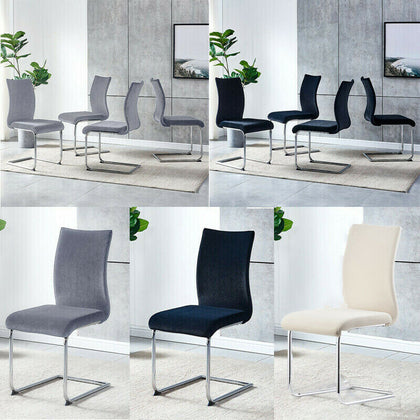 Modern Set of 4 Cantilever Velvet Dining Chairs Dining Room Kitchen Furniture