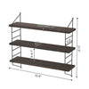 Industrial 3-Tier Shelving Wall Mounted Rustic Hanging Floating Wood Book Shelf