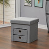 2 Drawers Storage Ottoman Foldable Fabric Bed End Sofa Make-Up Chair Kids Stools