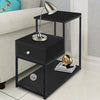 Black Single Drawer Small Side Table Ladder Tiered Shelf Bedside Storage Cabinet