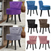 Small Curved Back Dining Chairs Velvet/Linen Upholstered Round Seat Vanity Stool