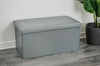 Ottoman storage box Faux Leather Pouffe Double size Silver Grey
