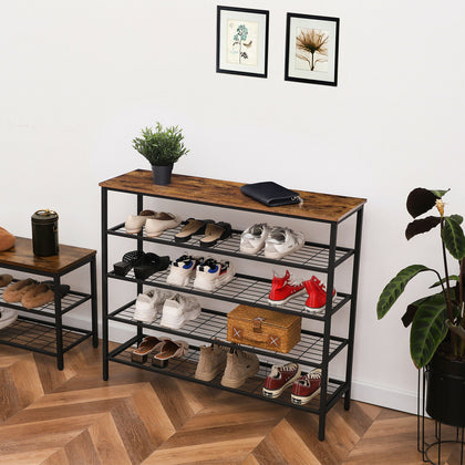 HOOBRO Shoe Rack, 5-Tier Shoe Shelf Industrial Shoe Storage Organizer Entryway