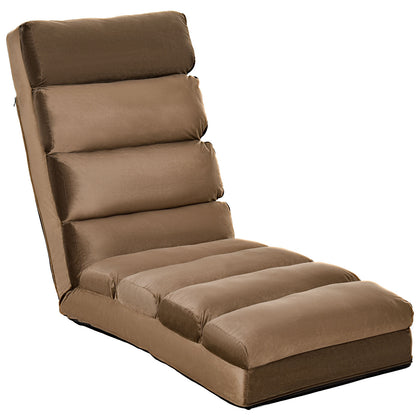 Lounge Sofa Bed Folding Adjustable Floor Lounger SleeperChair w/Pillow, Brown