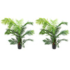 2 x Artificial Palm Tree Green Fake Decorative Plant Indoor Outdoor Garden w/Pot