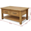 Solid Oak Wood Coffee Table with Drawer Living Room Furniture Stand