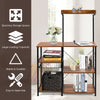4-Tier Industrial Kitchen Baker’s Rack Utility Storage Shelf w/ Basket & Hooks