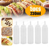 5pcs 230ml Clear Plastic Squeeze Bottle Condiment Dispenser Ketchup Salad 8oz
