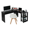 Black/ White Corner Computer Desk L-Shaped Office Workstation Table Book Shelf