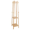Bamboo Clothes Rail Stand Coat Rack with 2 Ladder Shelves w/Hooks Hallway Sturdy