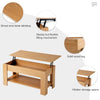 2 Tier Coffee Table With Lift Up Top Wood Living Room Sofa Table Storage Shelf