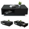 Living Room Table High Gloss Rectangle Coffee Tables with 1 Storage Drawer Black