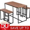 Bar Table and Stool Set For Kitchen Dining Room 4 Metal And Wood Stools High
