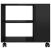 Side Table with Castors Chipboard Sofa Shelf Display End High Gloss Black
