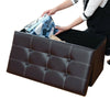 LARGE FAUX LEATHER FOLDING OTTOMAN POUFFE FOOT STOOL STORAGE BOX BROWN DOUBLE