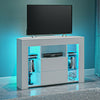 Corner TV Stand Cabinet White High Gloss Door & White Matt Body Unit LED Lights