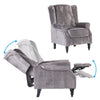 Grey Velvet Recliner Chair Button Tufted Fireside Armchair Home Living Room BN