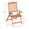 5-Position Acacia Wood Chair Folding Recliner Dining Seat Garden