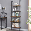 5 Tier Ladder Style Shelving Unit Reclaimed Wood Metal Lean Display Shelves