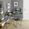 Black L-shaped Computer Desk Corner Table Workstation Office Study Furniture