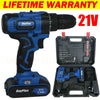 21V Electric Cordless Combi Drill with Tail Hammer Screwdriver Li-Ion Battery