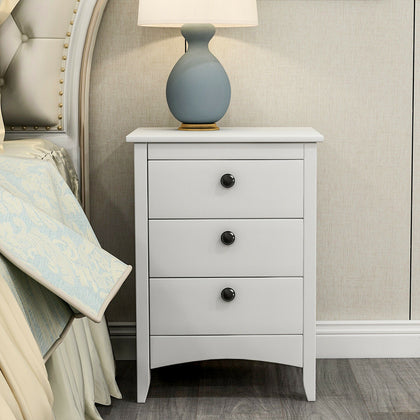 3 Drawer Bedside Table Cabinet Nightstand Wooden Chest of Drawer Bedroom White