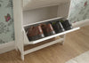 Shoe Storage Cabinet 3 Tier Grey Slatted Cupboard Doors Scandanavian Style