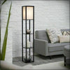 Wooden Shelf Floor Lamp Standard Lounge Reading Light 3-Tier Open Storage Shelf