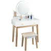 Modern Makeup Table Set Vanity Dressing Table W/ Stool LED Mirror & 4 Drawers